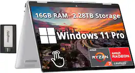 HP - Envy x360 2-in-1 16" WUXGA Touchscreen Laptop, Ryzen 7 8840HS, 16GB LPDDR5, 2TB SSD, Win 11 Pro + 256GB Docking Station - Silver