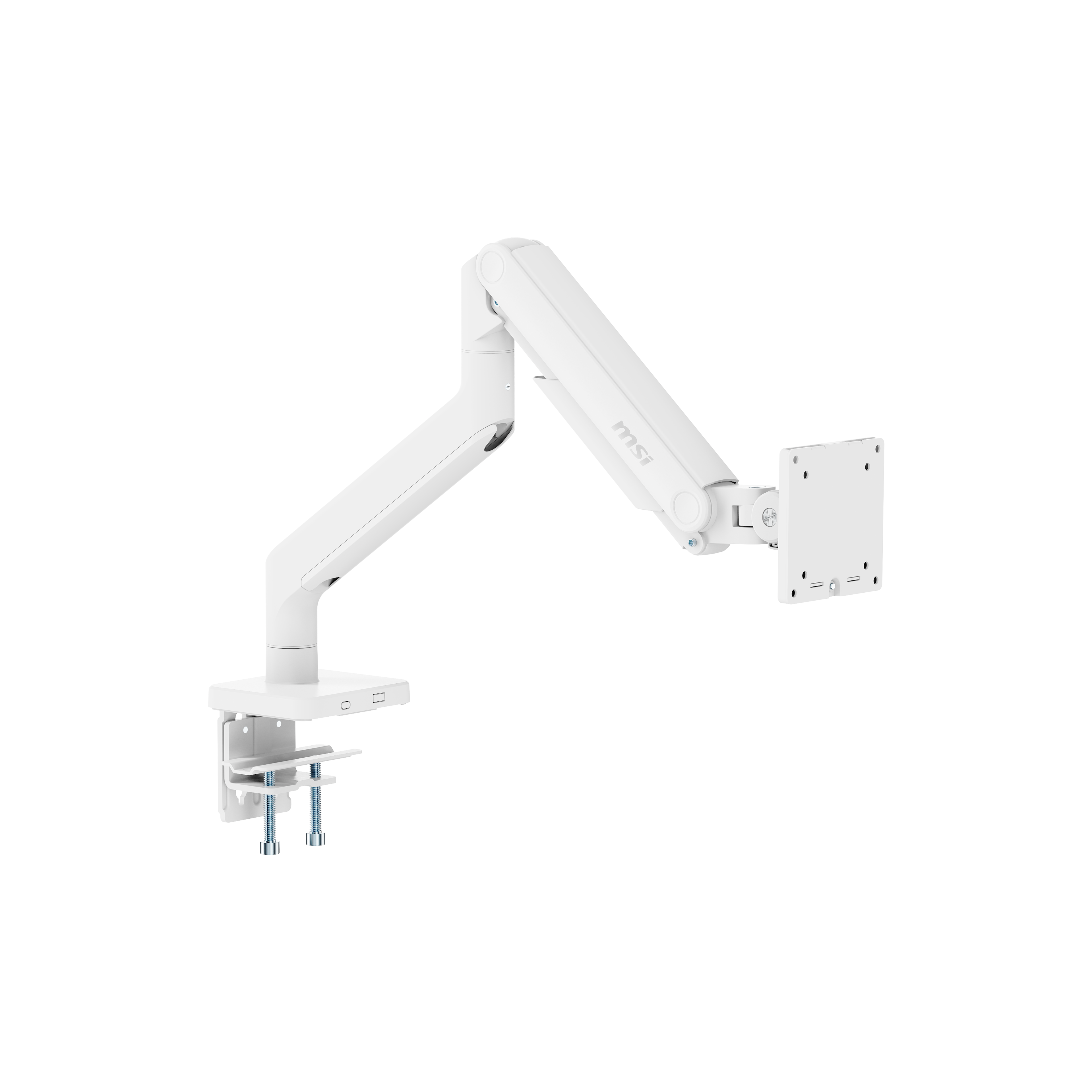 MSI - MAG MT201W Single Monitor Arm – Adjustable Desk Mount, VESA Compatible, 17–49in, 44 lbs Capacity, Clamp & Grommet - Matte White