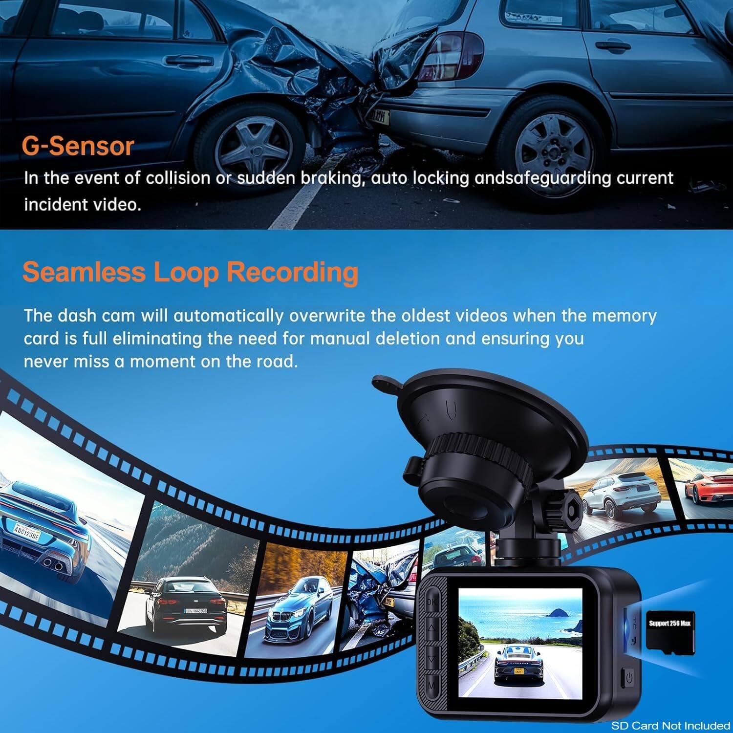 Dash Cam, Dash Cam Front and Rear, E YEEGER 2560P Mini Car Camera, 2 ...