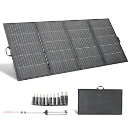 VEVOR - 400W Foldable Solar Panel with Frame, 16BB N-Type Monocrystalline Solar Panel Charger 24% Efficiency, IP67 Waterproof - Black