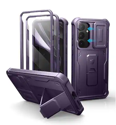 Front. Dexnor - Case for Samsung Galaxy S25 Plus with Camera Cover, Screen Protector,Heavy-Duty Shockproof Rugged Full-Body Bumper Cover - Phantom Purple.