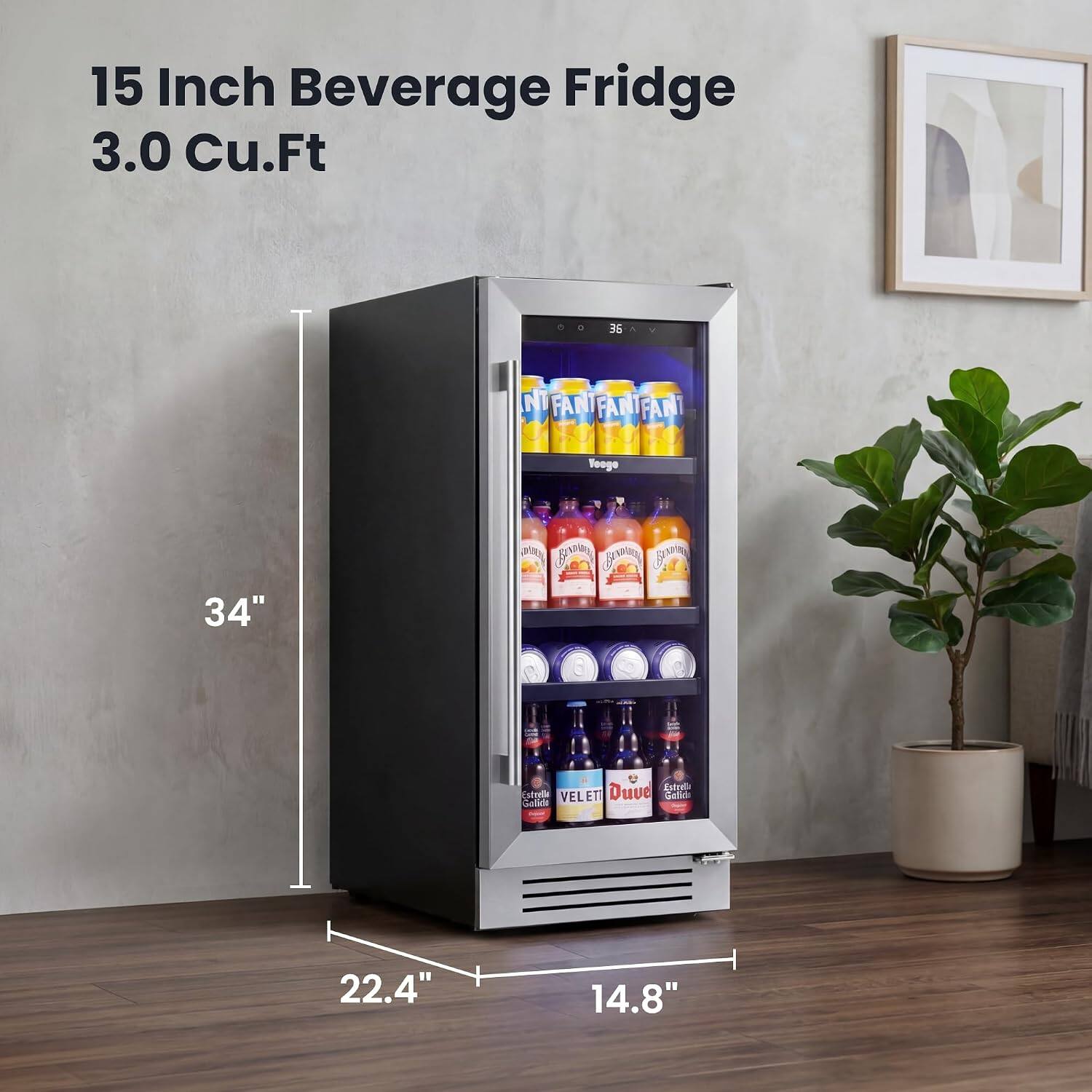 15 Inch Beverage Fridge 3.0 Cu.Ft

34" H x 22.4" W x 14.8" D