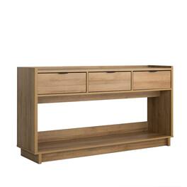 Prepac - Simply Modern Entryway Console Oak Engineered Wood with 3 Drawers - Natural