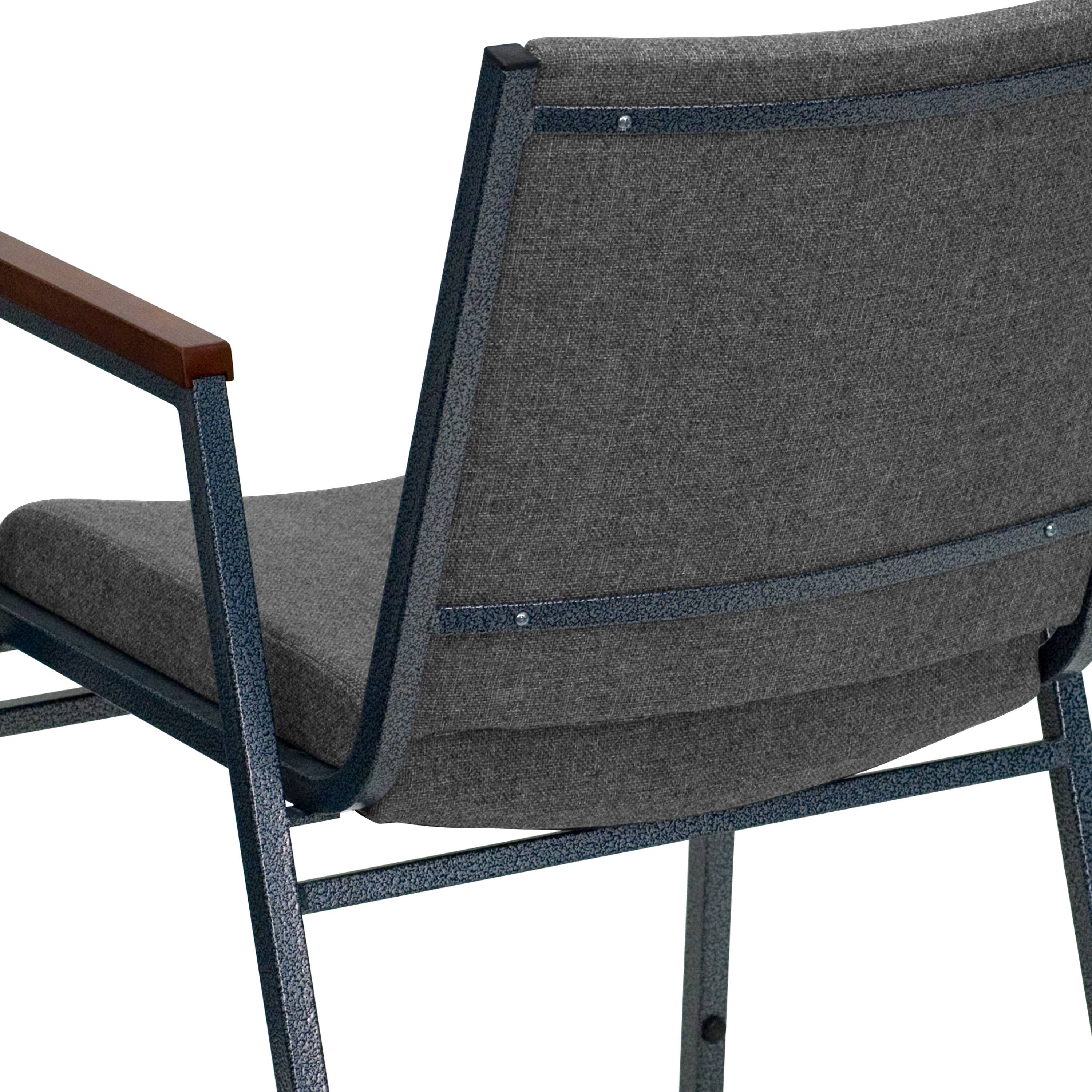 Alt View 9. Emma + Oliver - Heavy Duty Reception/Guest Stack Chair with Arms - Gray Fabric.
