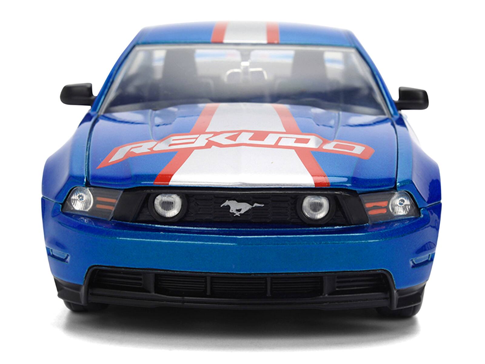 Alt View 5. Jada - 2010 Ford Mustang GT "Rekudo" Blue Metallic with Red and Silver Stripes "Bigtime Muscle" Series 1/24 Model Car by Jada.