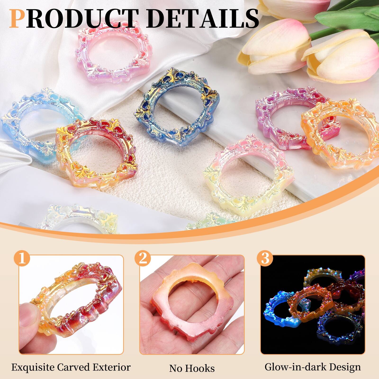 PRODUCT DETAILS

1. Exquisite Carved Exterior
2. No Hooks
3. Glow-in-dark Design