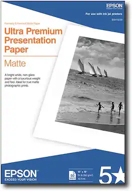Epson - Professional Enhanced Matte Inkjet Paper, (Super B) 13 x 19, 50 Sheets - White