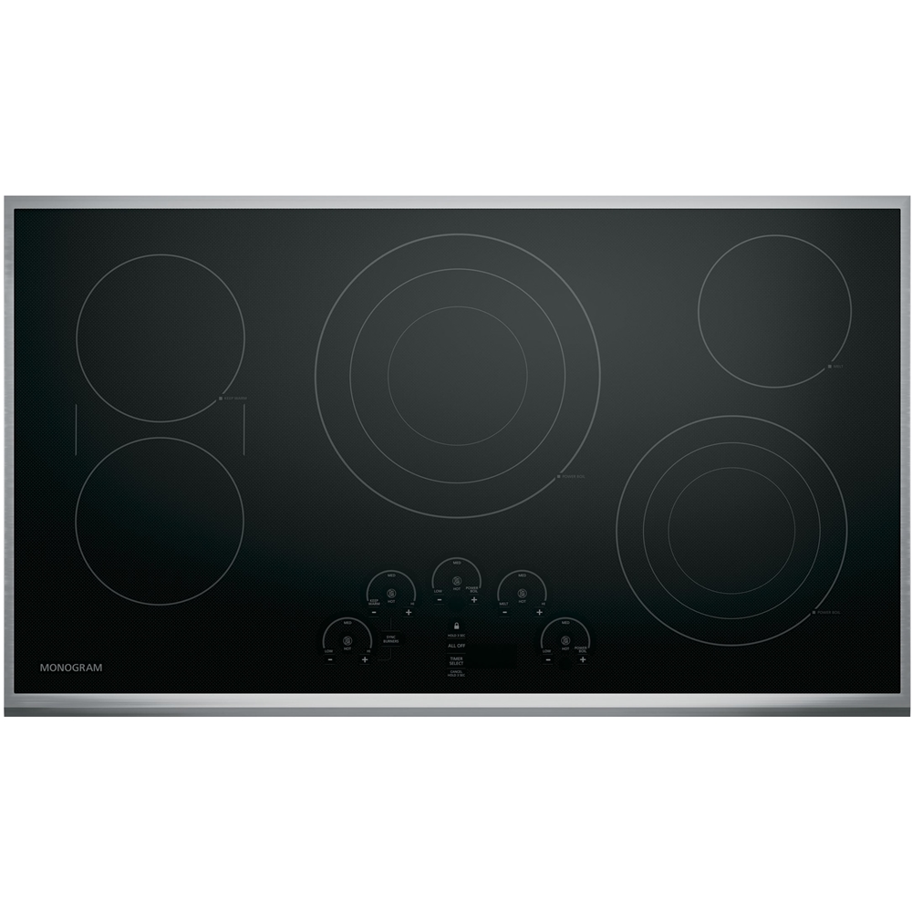 Angle View: Monogram - 35.8" Electric Cooktop - Black stainless steel