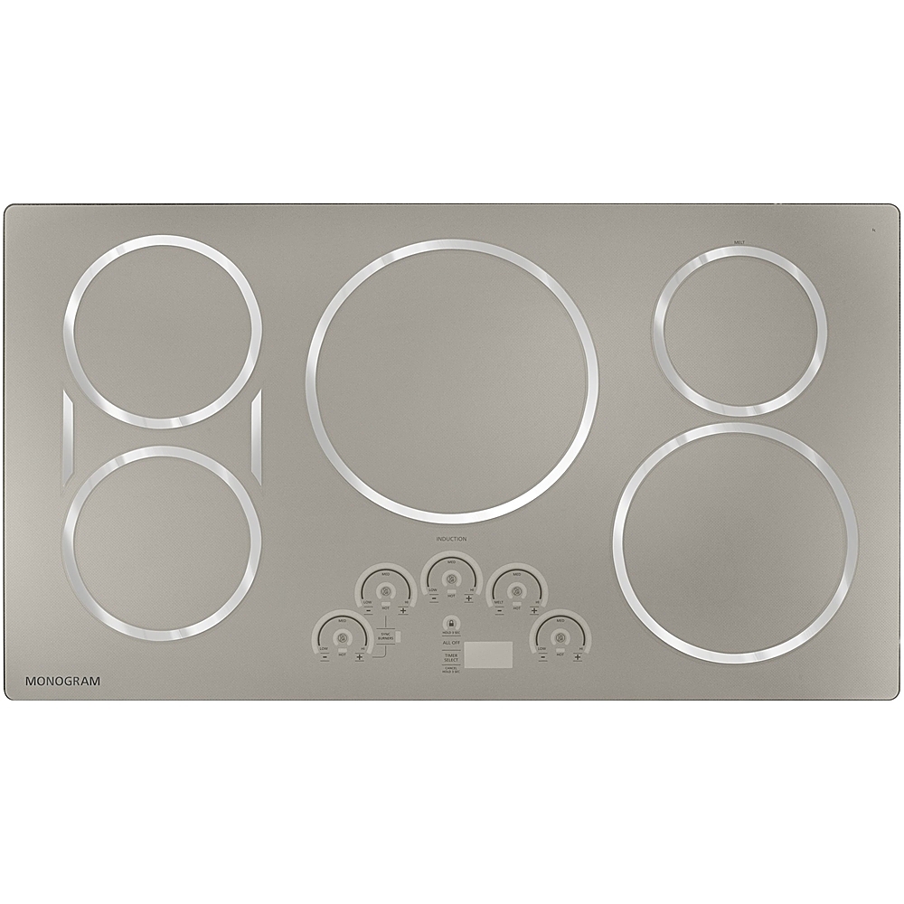 Angle View: Monogram - 35.8" Electric Induction Cooktop - Silver