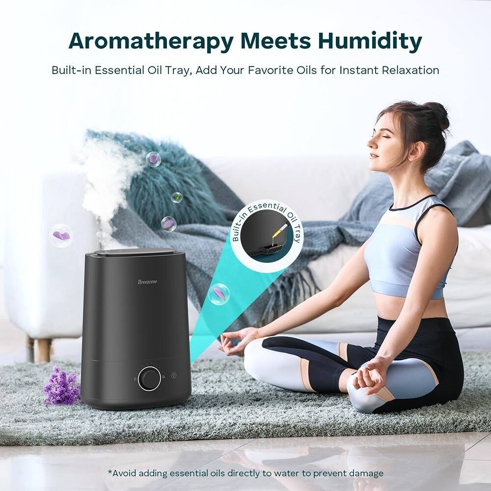 Aromatherapy Meets Humidity  
Built-in Essential Oil Tray, Add Your Favorite Oils for Instant Relaxation  

*Avoid adding essential oils directly to water to prevent damage