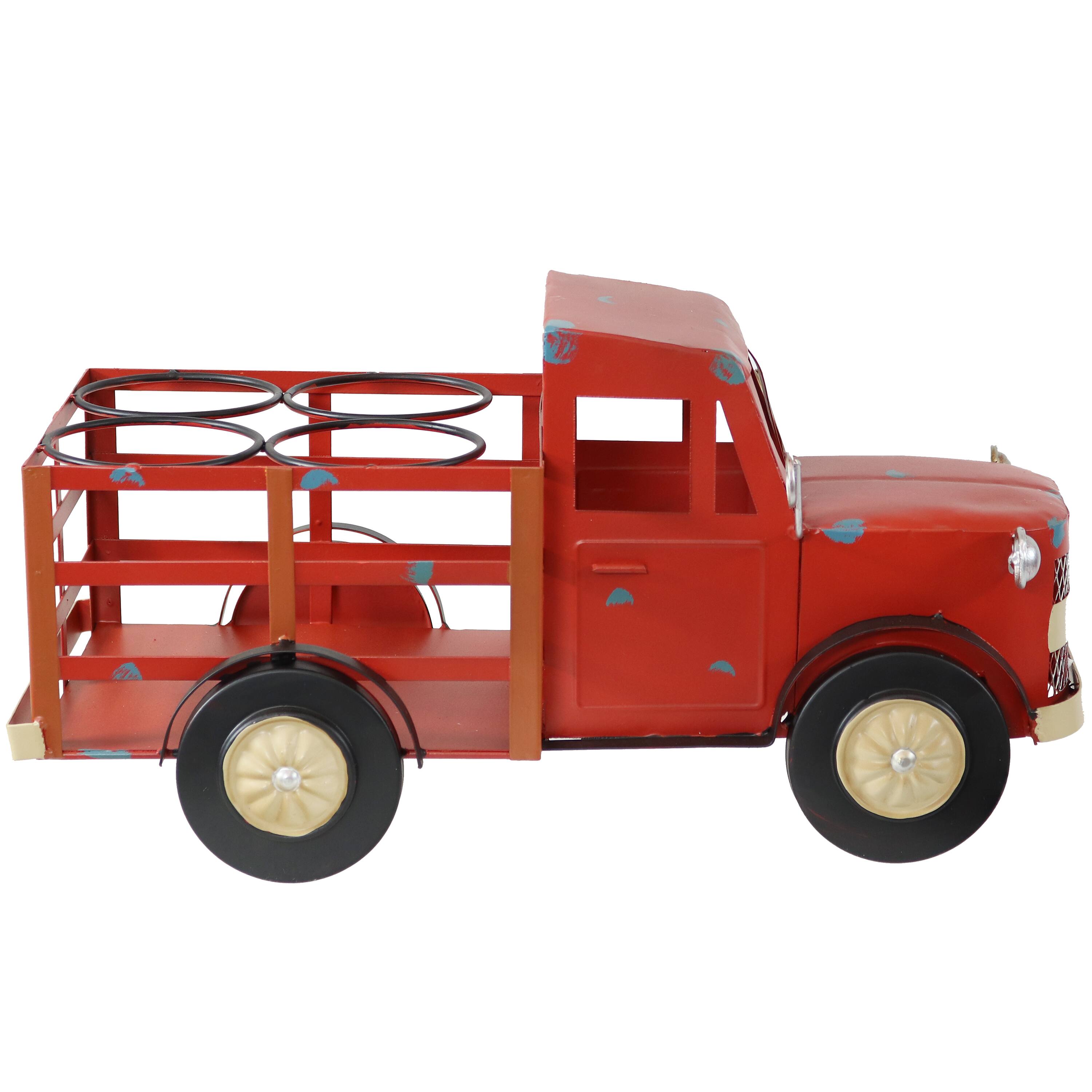 Alt View 8. Sunnydaze - Iron Sheet Truck Convenient Countertop Wine Rack - Red.