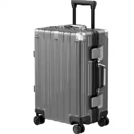 Brick Attic - 20 inch Aluminum Frame Luggage with Spinner Wheels Hardshell No Zipper PC+ABS TSA Lock Zipperless Suitcases - Gray