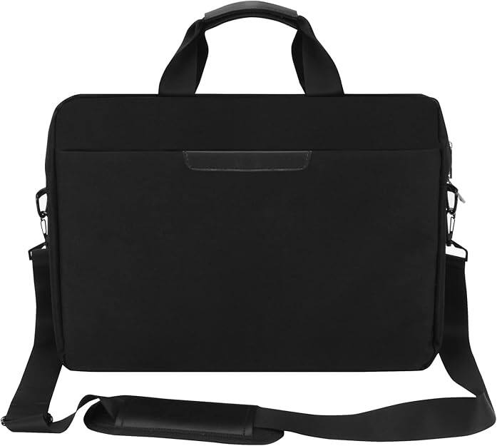 Front. Vulpecula Spade - Premium Black,17.3-18.4Inch Laptop Briefcase with Cross-Body Shoulder, DVD Player bag - Black.