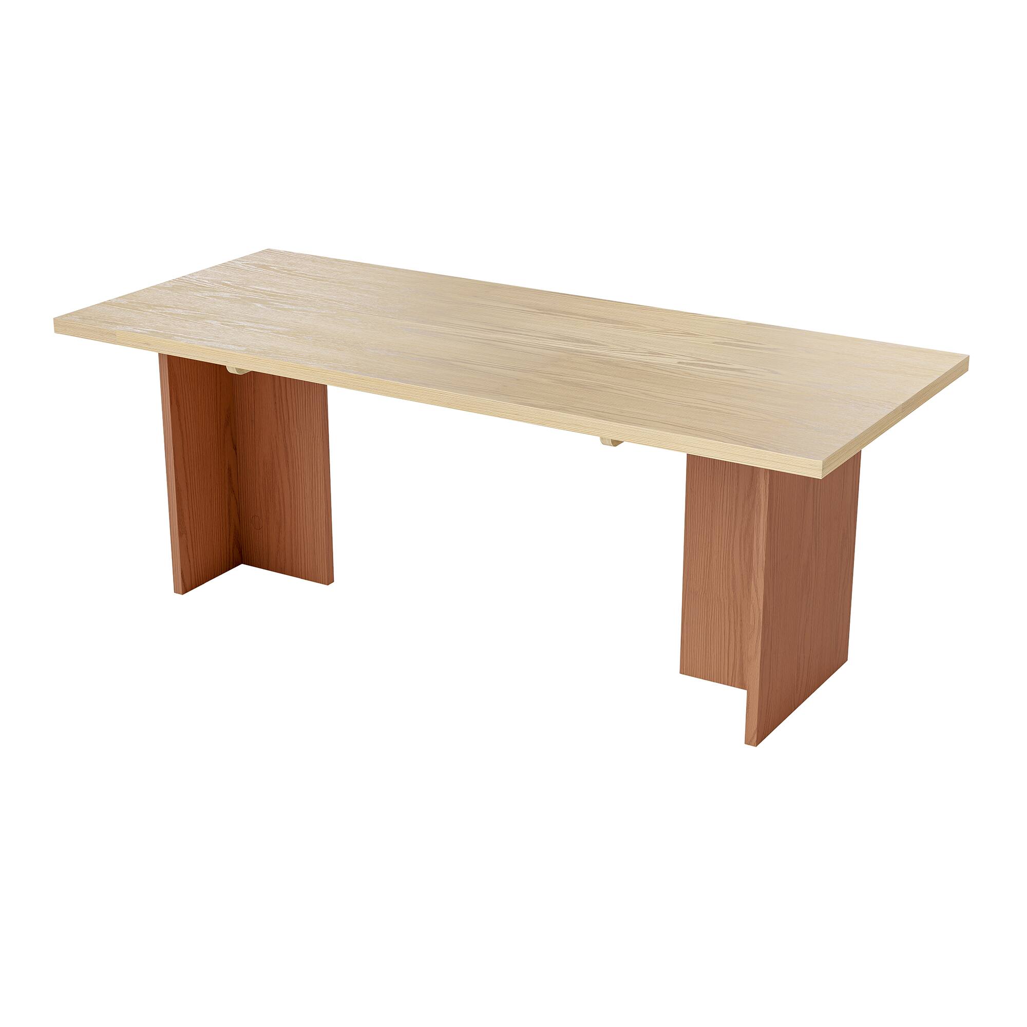Alt View 1. Homsee - 84" Two-Tone Wood Veneer Dining Table & Office Desk – Large 330LBS Capacity for Home, Kitchen, Workstation - Wooden.