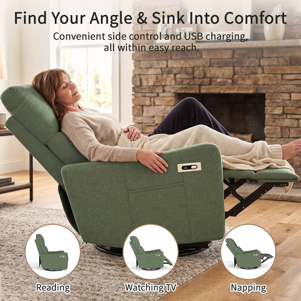 Find Your Angle & Sink Into Comfort  
Convenient side control and USB charging, all within easy reach.  
Reading  
Watching TV  
Napping