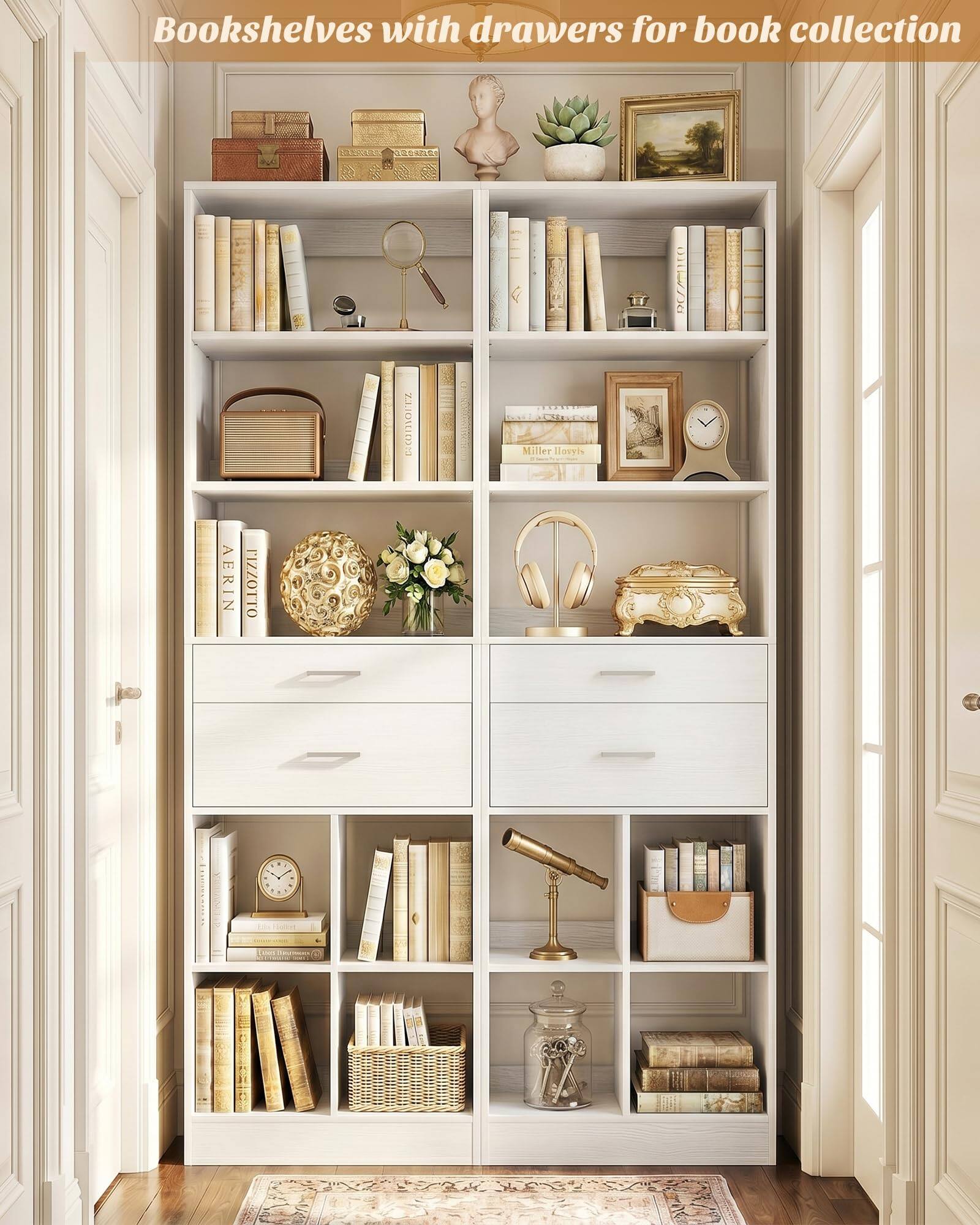 Bookshelves with drawers for book collection