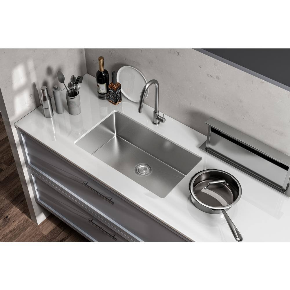 Alt View 6. Elegant Kitchen and Bath - Stainless Steel undermount kitchen sink L30''xW18'' x H10" - Stainless Steel.