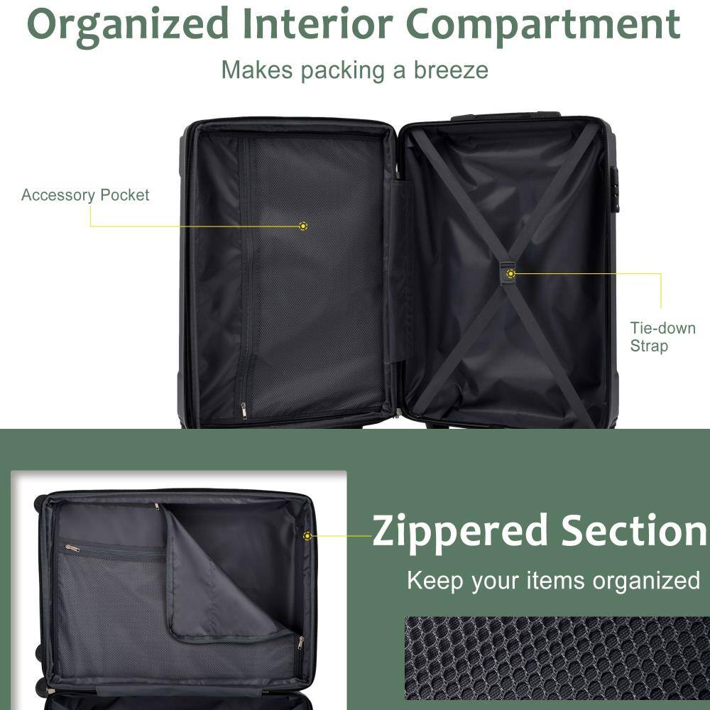 Organized Interior Compartment  
Makes packing a breeze  

Accessory Pocket  
Tie-down Strap  

Zippered Section  
Keep your items organized