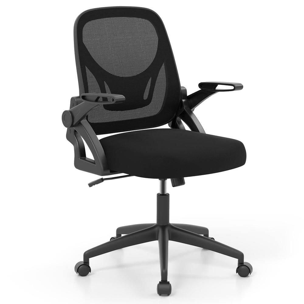 Front. Kadyn - Ergonomic Computer Desk Chair - Lumbar Support, Flip-up Arms, Black - Black.