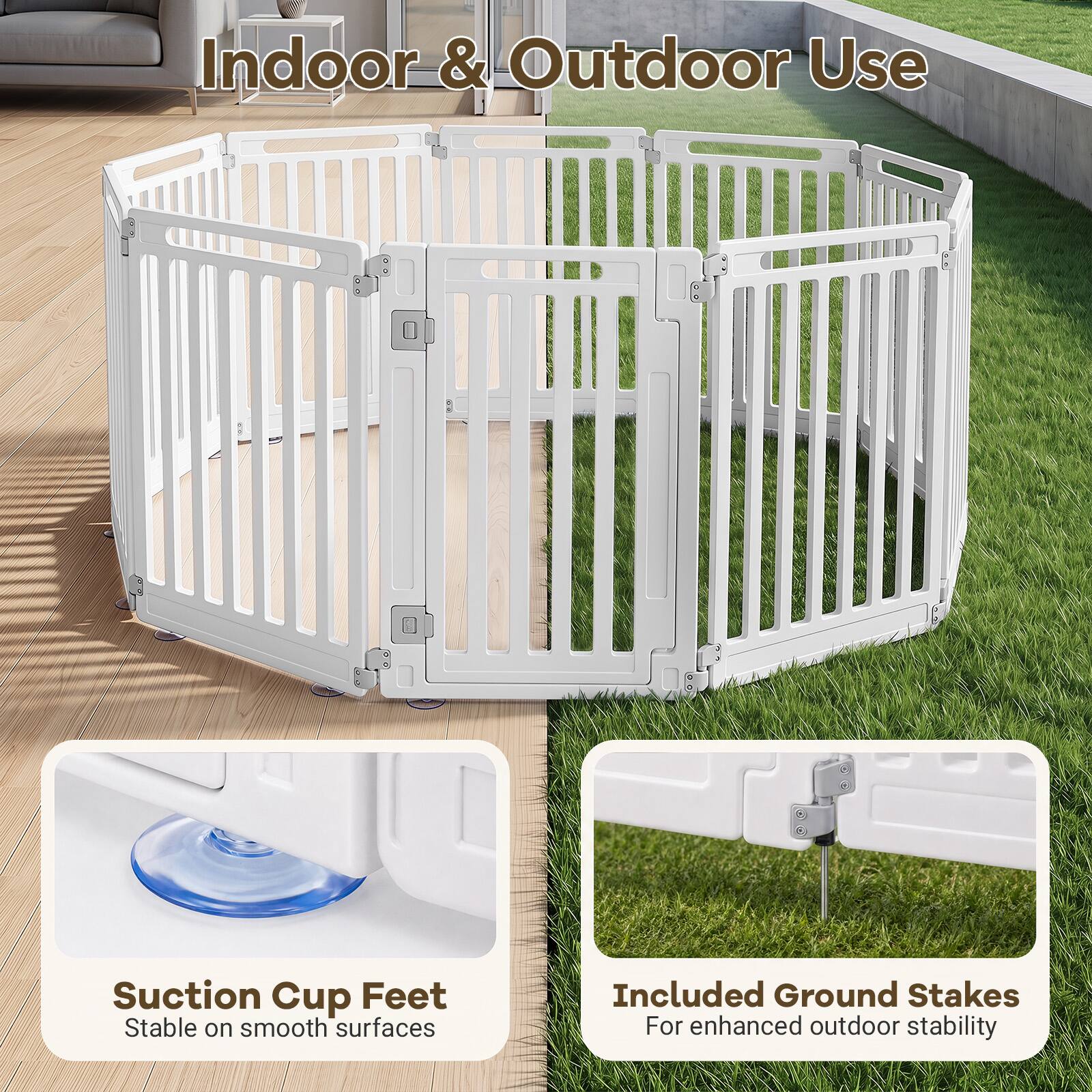 Indoor & Outdoor Use

Suction Cup Feet
Stable on smooth surfaces

Included Ground Stakes
For enhanced outdoor stability