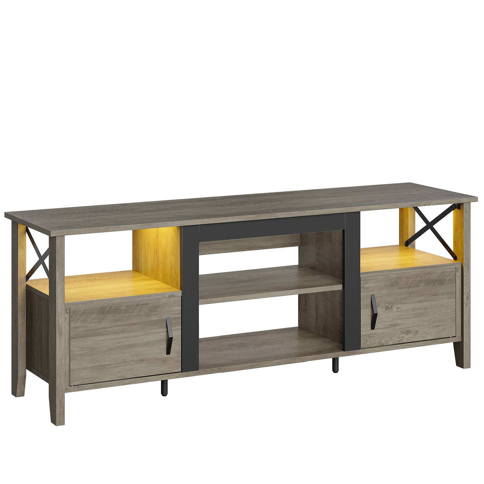 Alt View 5. Bestier - Bestier Farmhouse LED TV Stand with Cabinet for Gaming Entertainment Fits TVs up to 70inch - Grey.