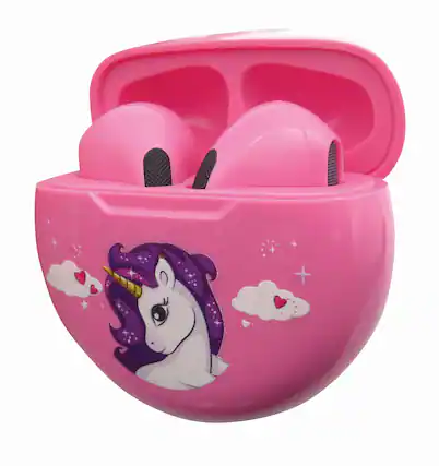 Front. Lexibook - Unicorn Bluetooth Earbuds with Charging Storage Case.