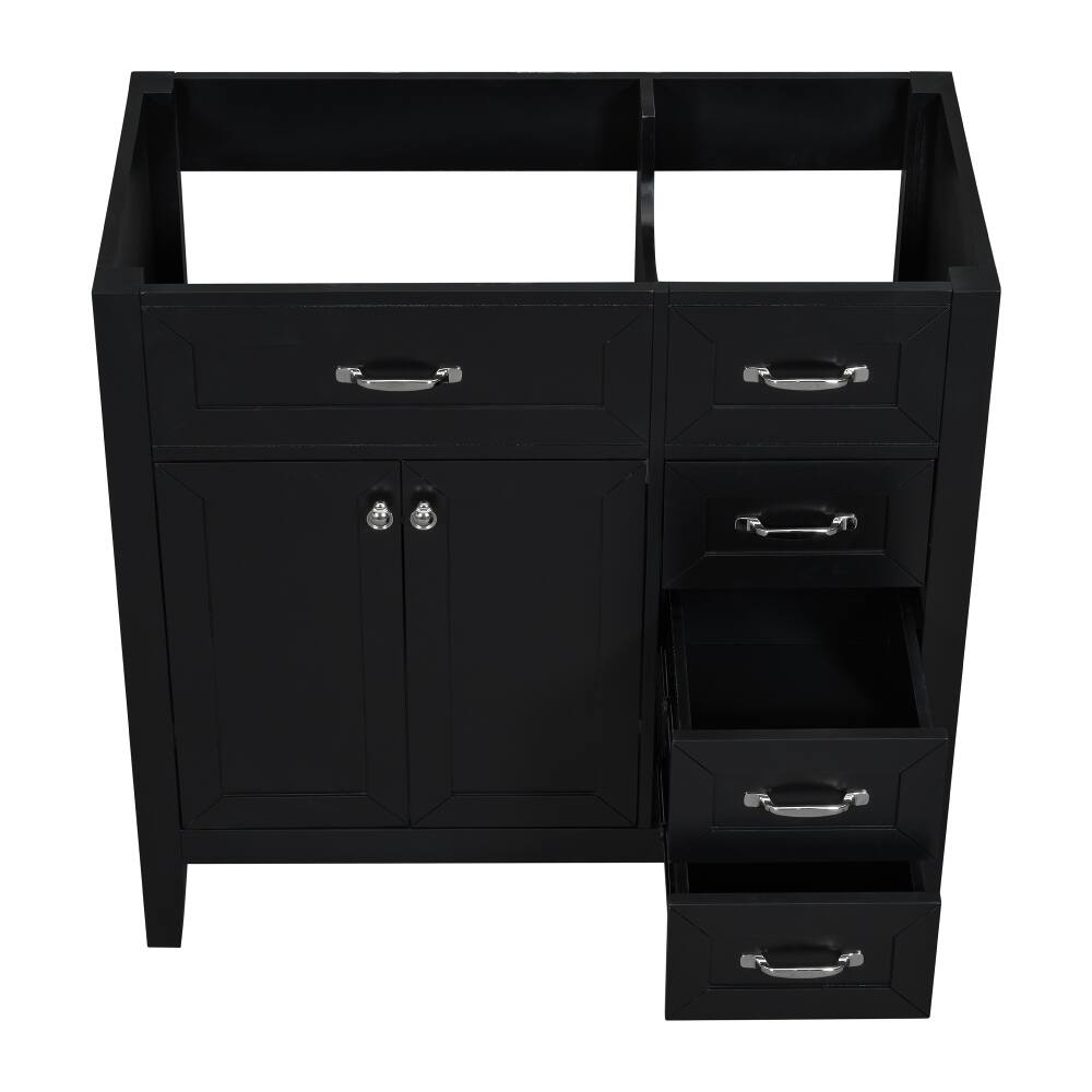 Alt View 10. Loheer - Loheer 36 Inch Bathroom Vanity Base Only, Black Vanity Cabinet Without Sink, Freestanding Modern Design - Black.