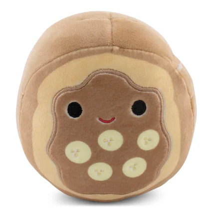 Front. Kellytoy - Squishmallows Breakfast Squad 5 Inch Plush | Danilo The Chocolate Banana Toast - Brown.