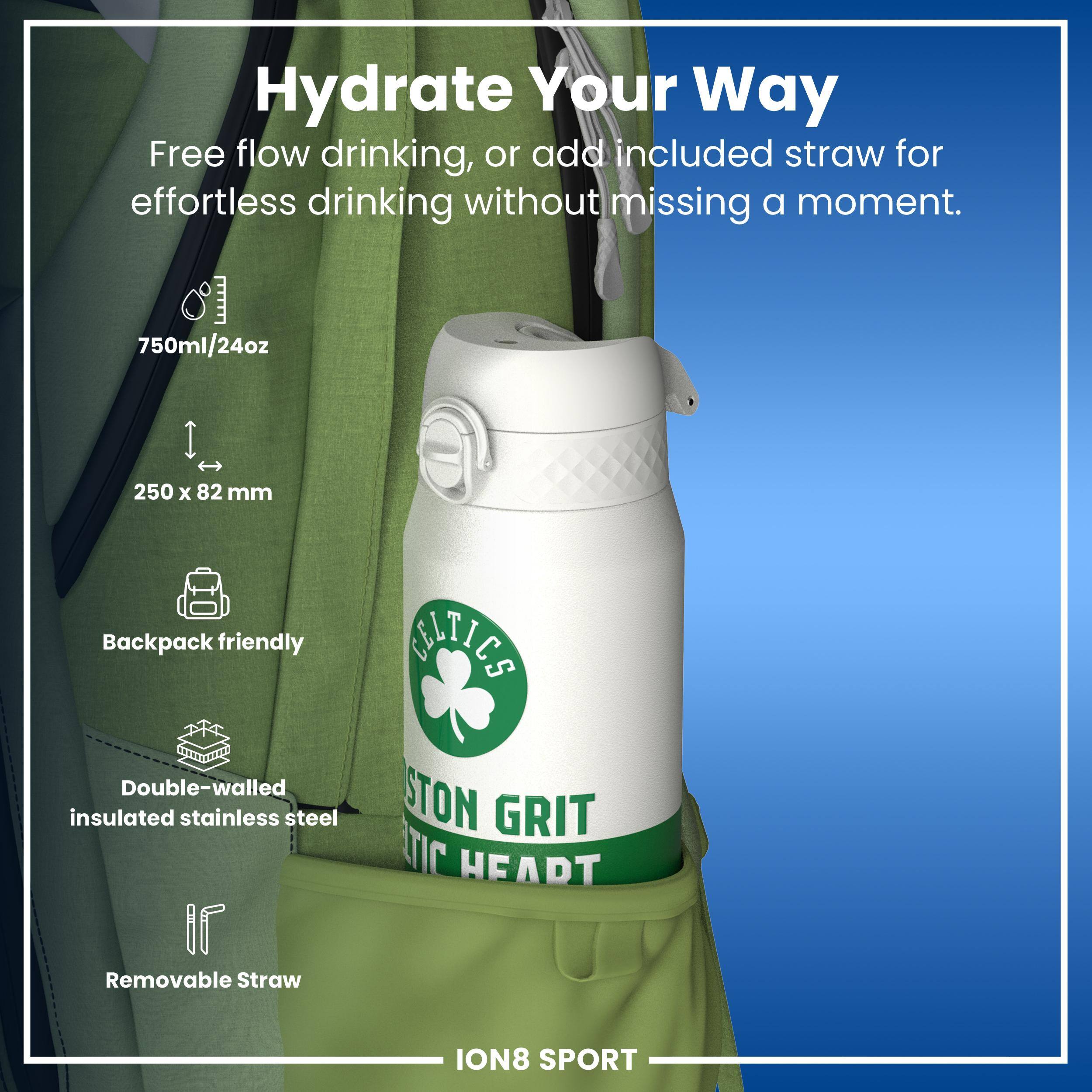 Hydrate Your Way

Free flow drinking, or add included straw for effortless drinking without missing a moment.

750ml/24oz
250 x 82 mm
Backpack friendly
Double-walled insulated stainless steel
Removable Straw

ION8 SPORT