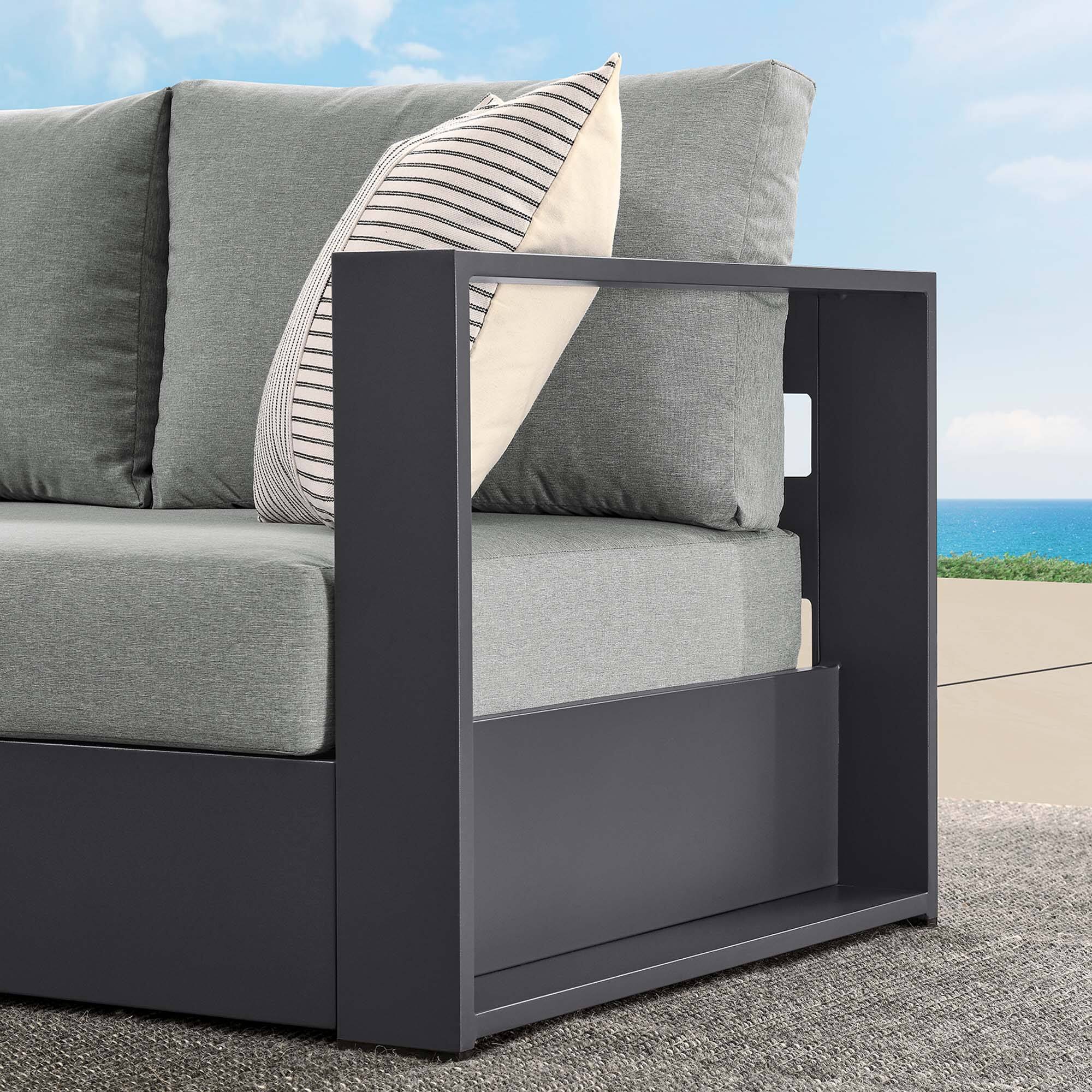 Alt View 1. Modway - Tahoe Outdoor Patio Powder-Coated Aluminum Modular Right-Facing Loveseat by Modway - Gray Gray.