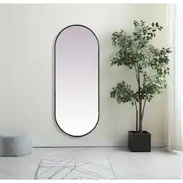 Elegant Decor - Metal Frame Oval Mirror 24x60 Inch - Black