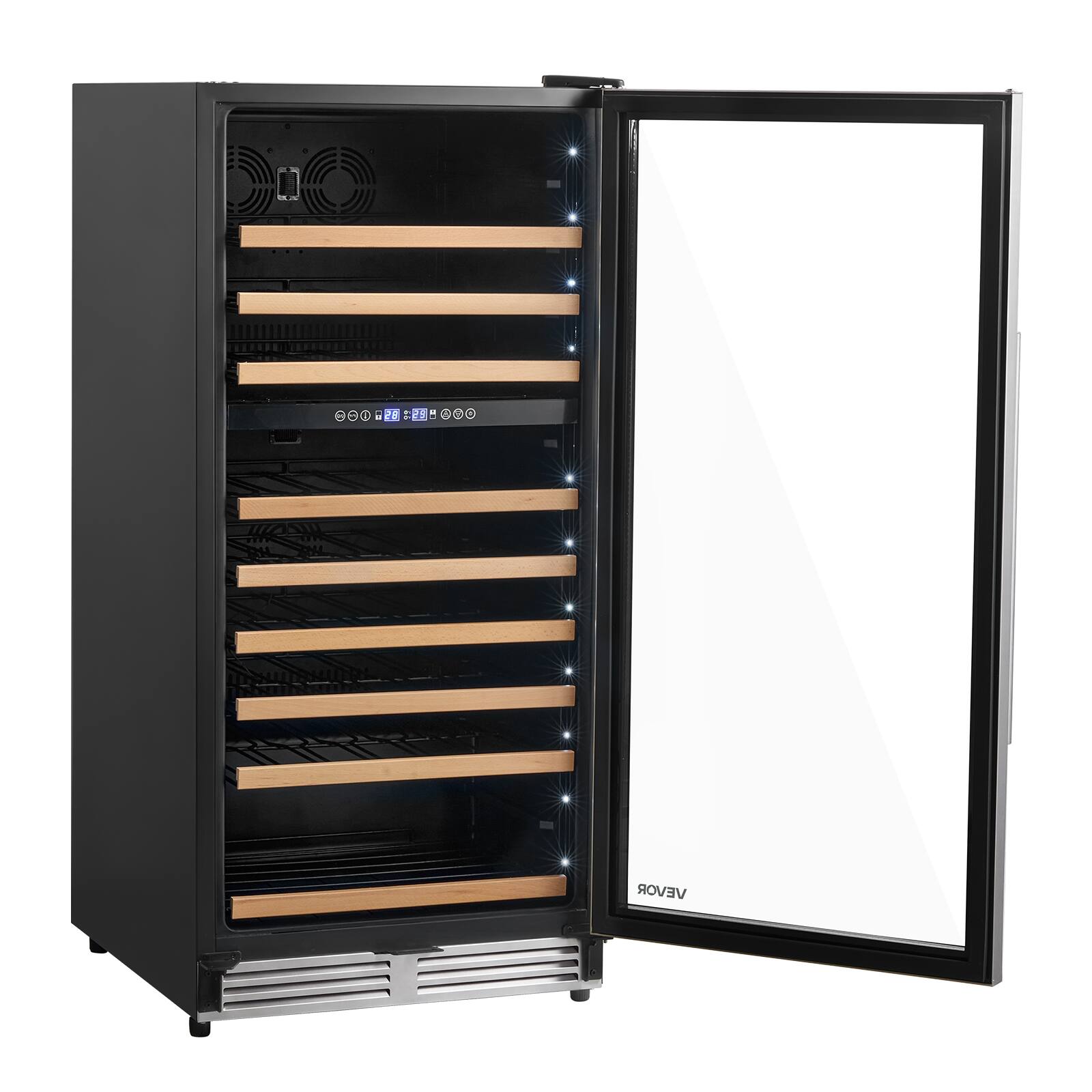 Alt View 5. VEVOR - 24 inch Wine Fridge 90-Bottle Wine Cooler Refrigerator for Home Bar, Dual Zone, Built-in or Freestanding Compressor Wine - Black;Silver.
