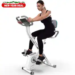HARISON - Folding Exercise Bike 350 LBS Capacity, 5 in 1 Bluetooth Stationary Bikes for Home (BBX3L) - White