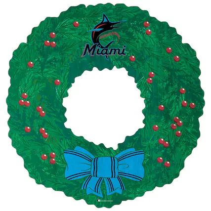 Front. Fan Creations - Miami Marlins 16'' Team Wreath Sign - Green.