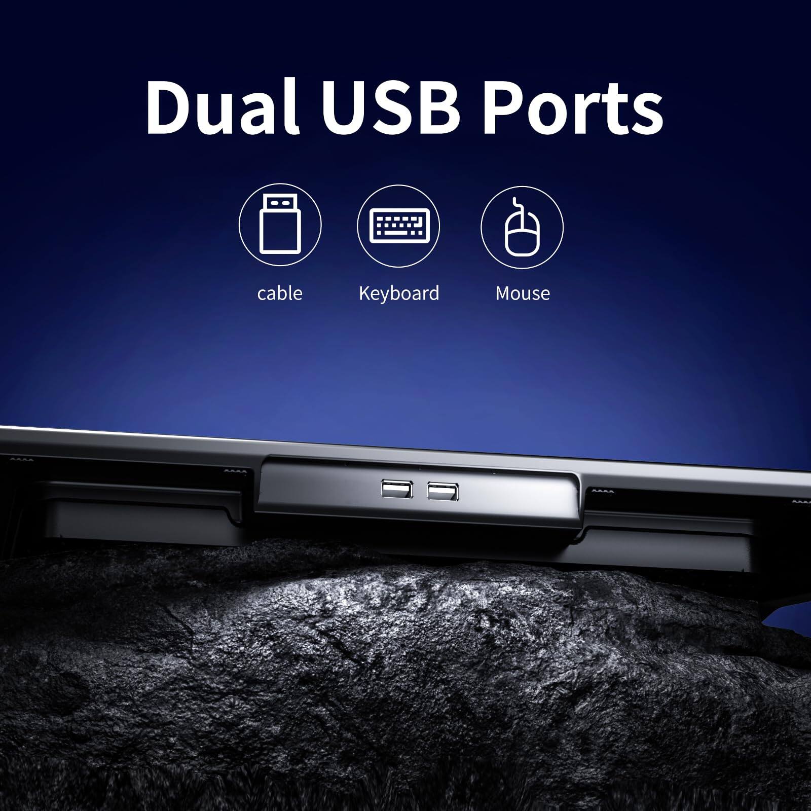 Dual USB Ports  
- cable  
- Keyboard  
- Mouse
