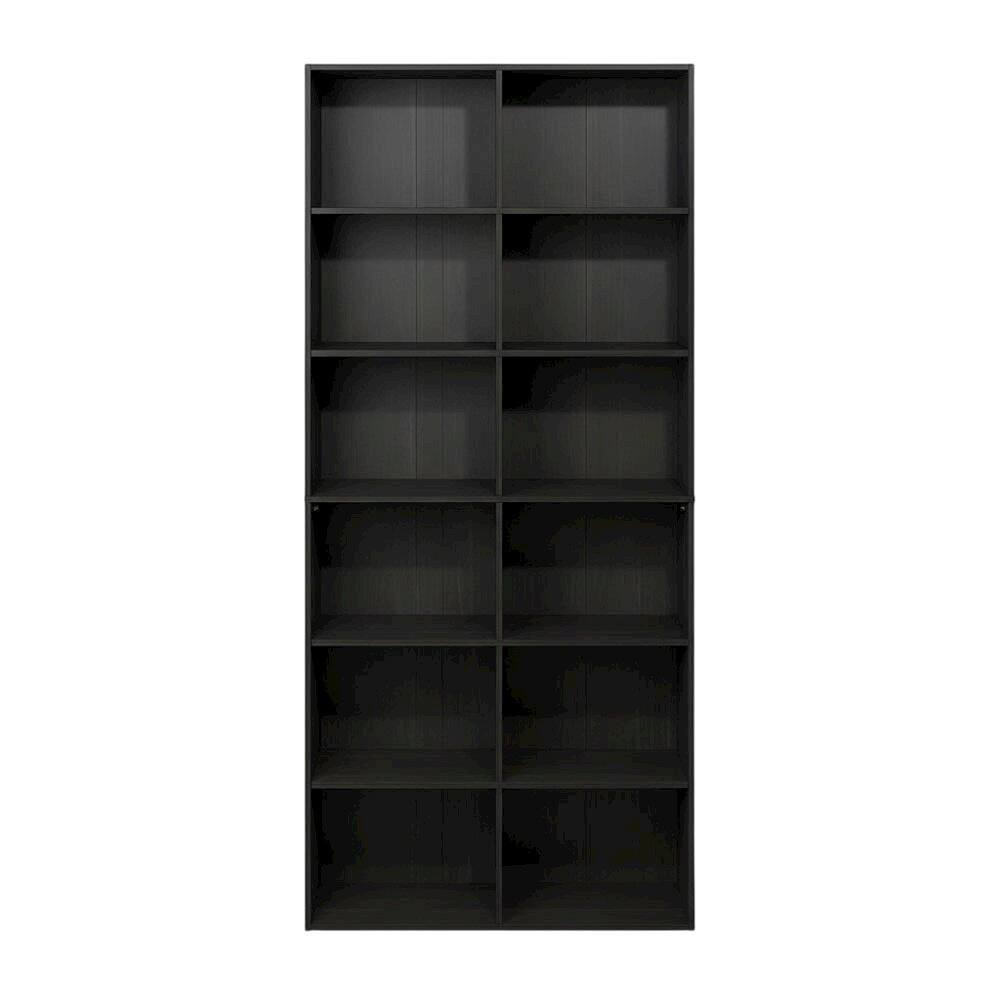 Back. FurniFact - Wooden bookcase with open shelving for contemporary decor storage - Espresso.