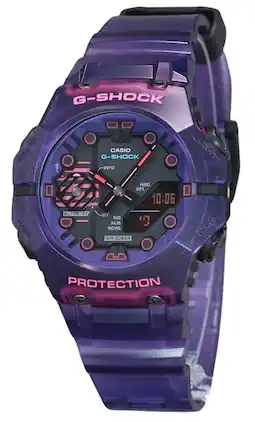 Casio - G-Shock Cyberspace Analog Digital Quartz GA-B001CBRS-6A Smartphone Link Bluetooth Black Dial Men's Watch 200M - Purple, Black