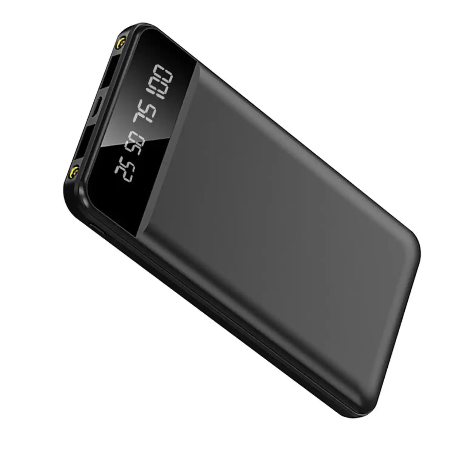 Front. Home Collection - 10000mAh Portable Power Bank with LED Flashlight & Smart Digital Display Black - Black.