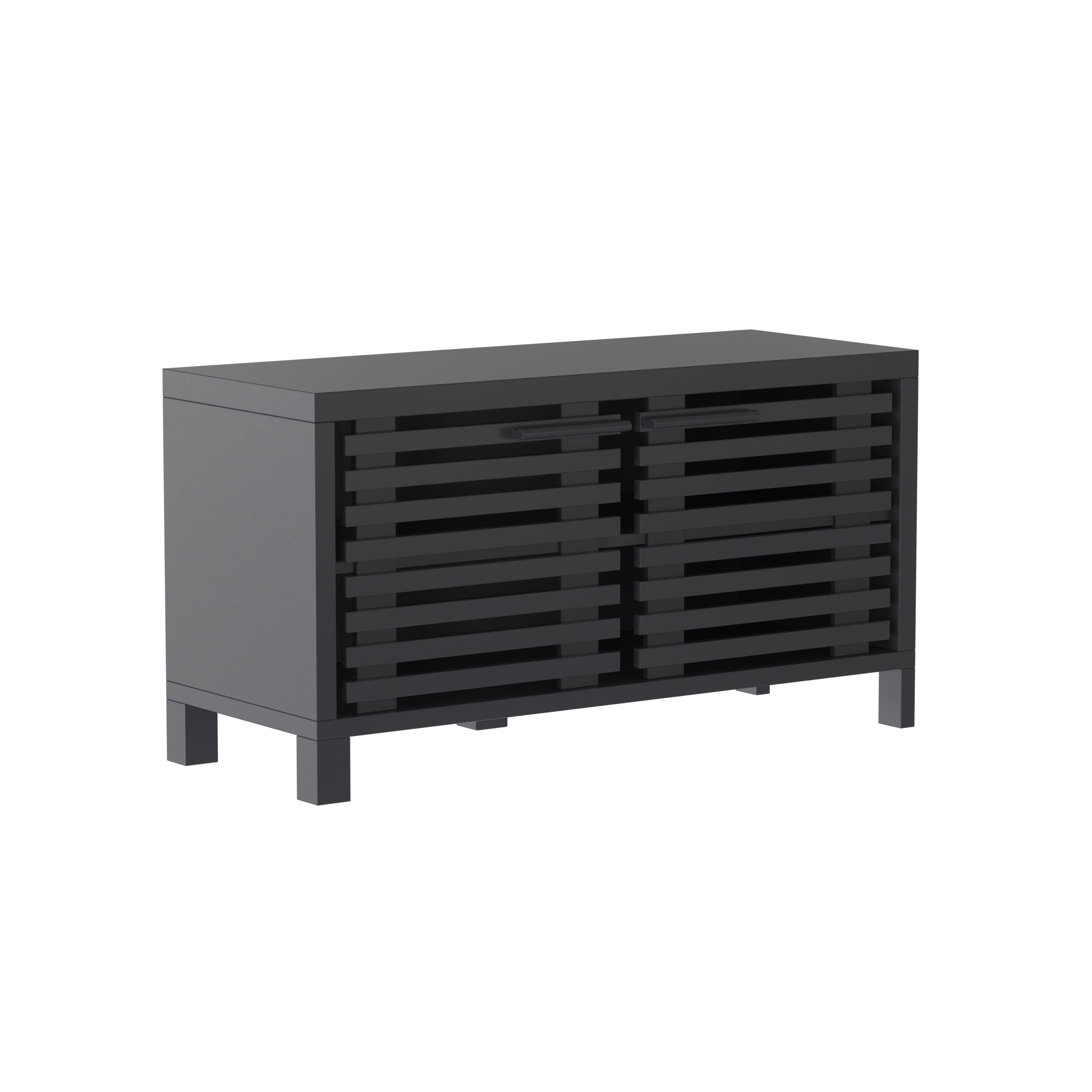 Ihomeadore - 38-inch Modern Balck TV Stand with Two Shelves(2-Pack) - Black