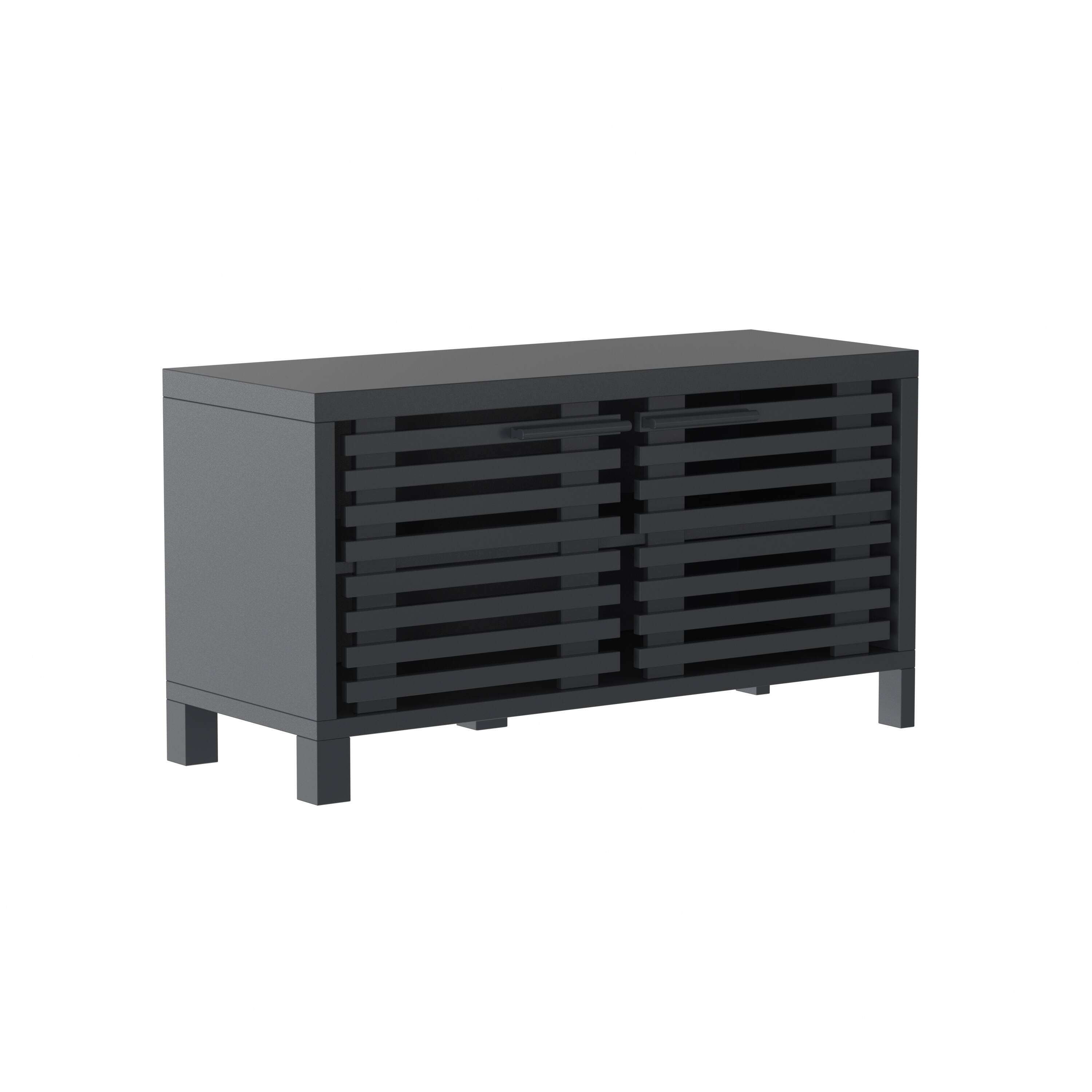Front. Ihomeadore - 38-inch Modern Balck TV Stand with Two Shelves(2-Pack) - Black.