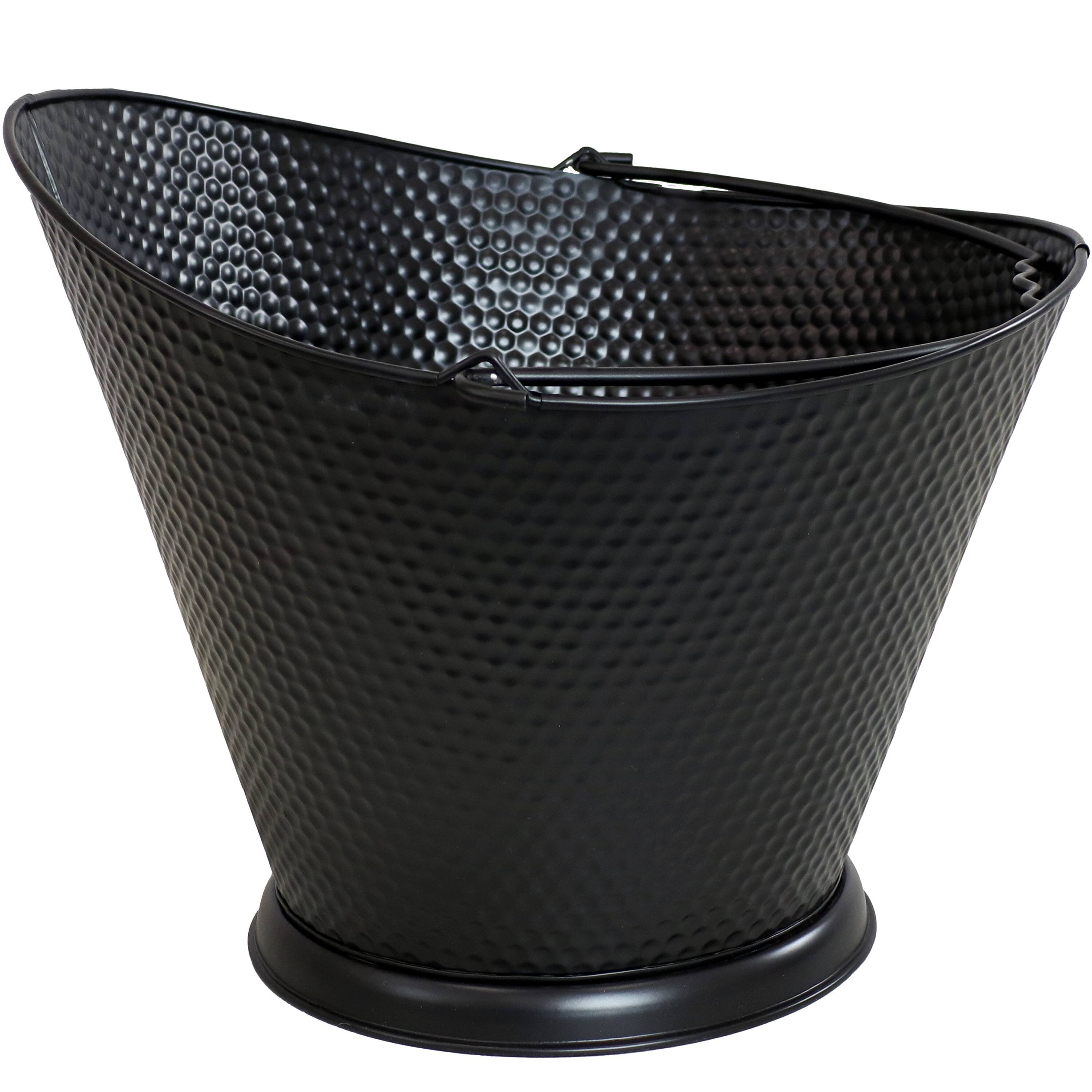 Alt View 8. Sunnydaze - 5-Gallon Iron Ash Bucket with Shovel and Brush - Black.