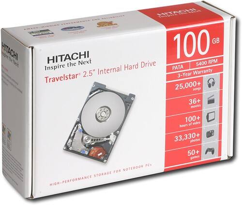 Angle Standard. Hitachi - Travelstar 100GB Notebook Internal Hard Drive.