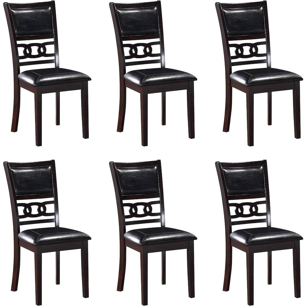 Front. New Classic Furniture - Gia Ebony Wood Dining Chair with PU Seat (Set of 6) - Brown.