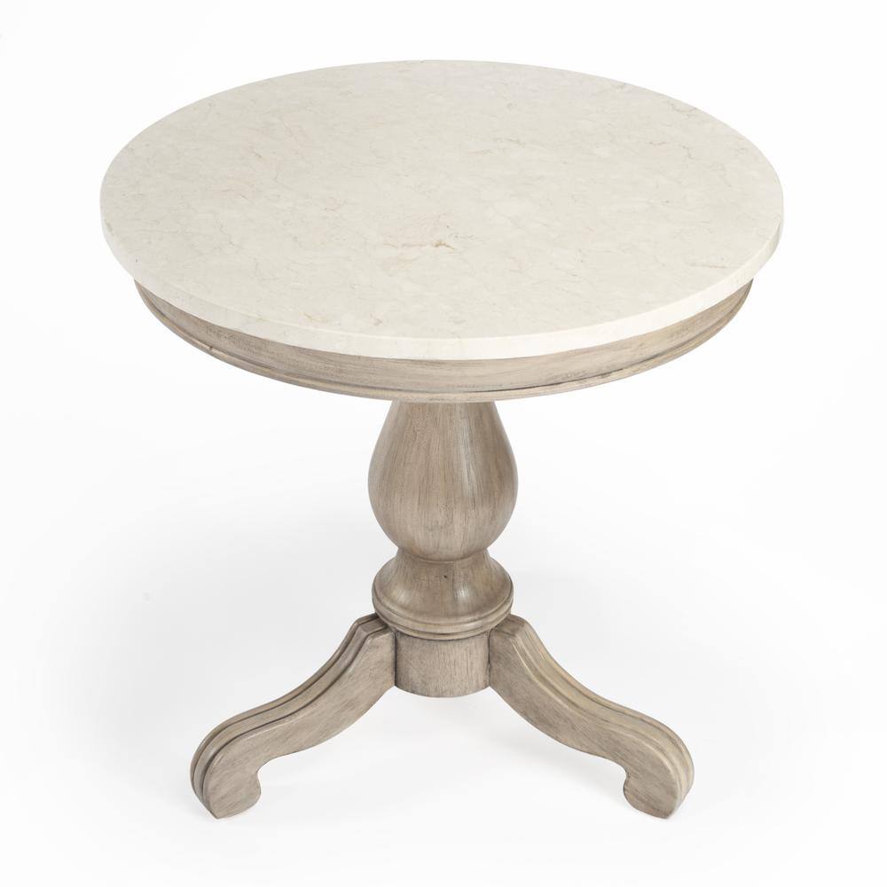 Alt View 2. Butler Specialty - Danielle Marble 24" Pedestal Side Table - Tan/Beige.
