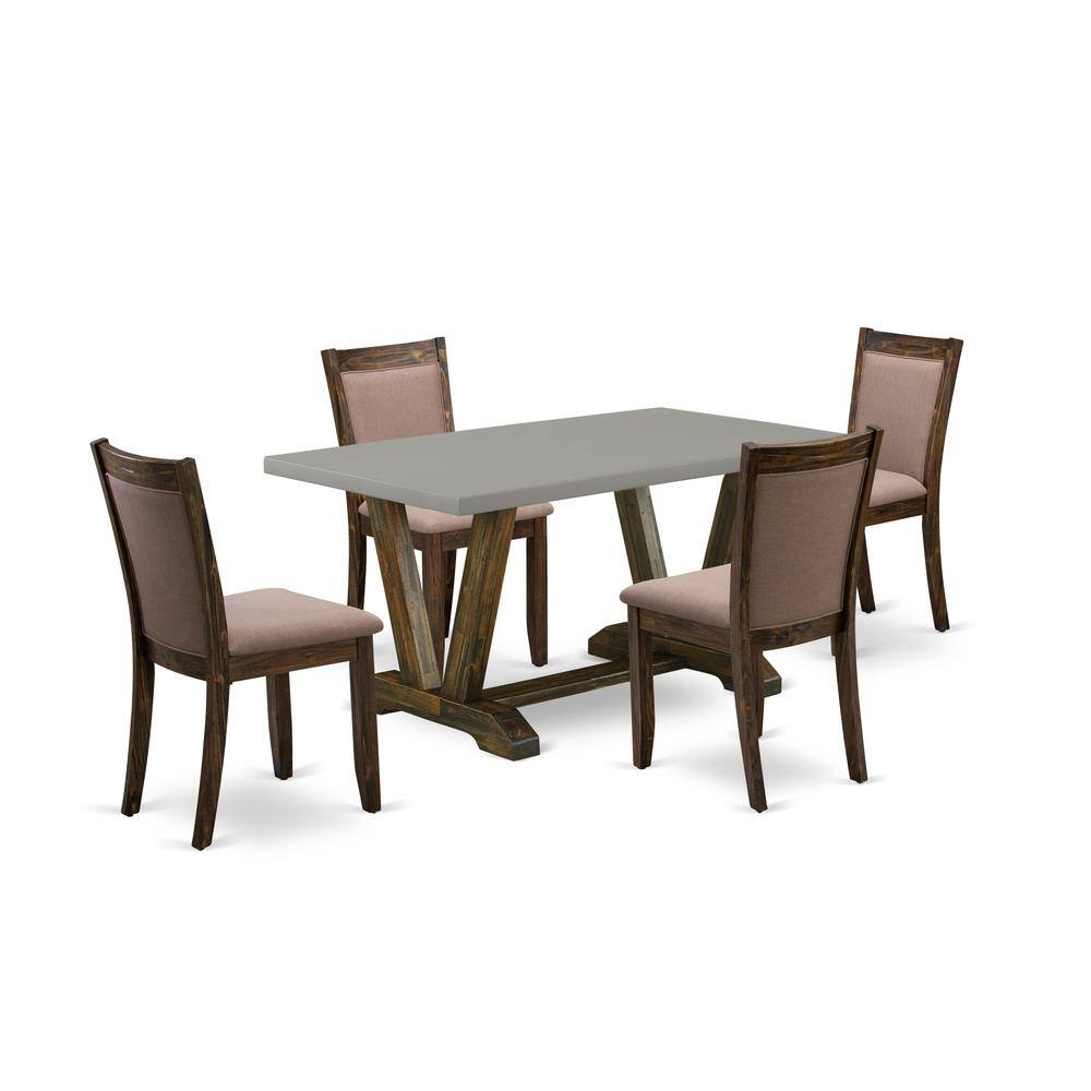 Front. East West Furniture - East West Furniture 5-Pc Dining Room Table Set - 4 Dining Chairs and 1 Modern Dining Table (Distressed Jacobean Finish) - Multi-Color.