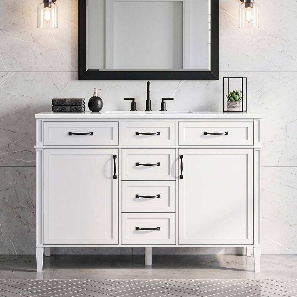 Alt View 3. Loheer - Loheer 48 inch bathroom vanity Freestanding Cabinet White - White.