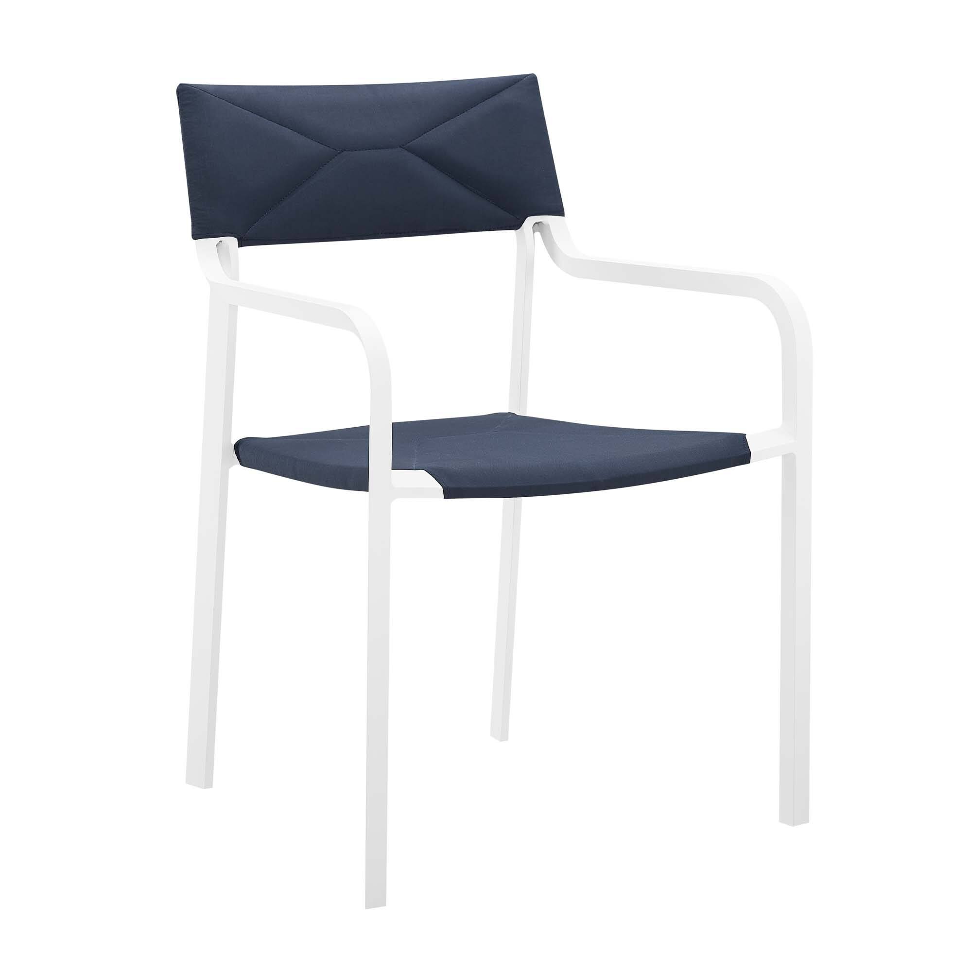 Angle. Modway - Raleigh 7-Piece Outdoor Aluminum Dining Set - White Navy.