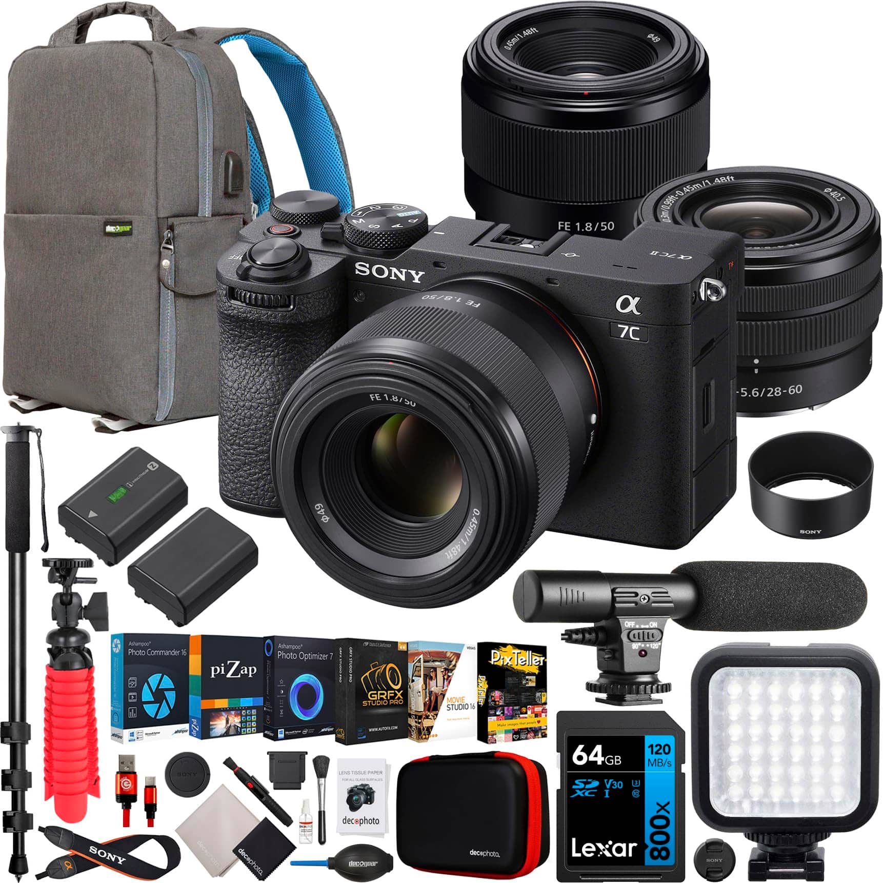 Sony - a7C II Full Frame Mirrorless Camera Black + 2 Lens Kit 28-60mm & 50mm Bundle price history on PriceWatchPro