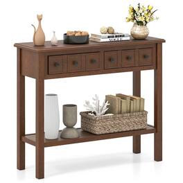 Kadyn - 38-Inch Rustic Console Table with 2 Drawers & Bottom Open Shelf, Espresso - Brown