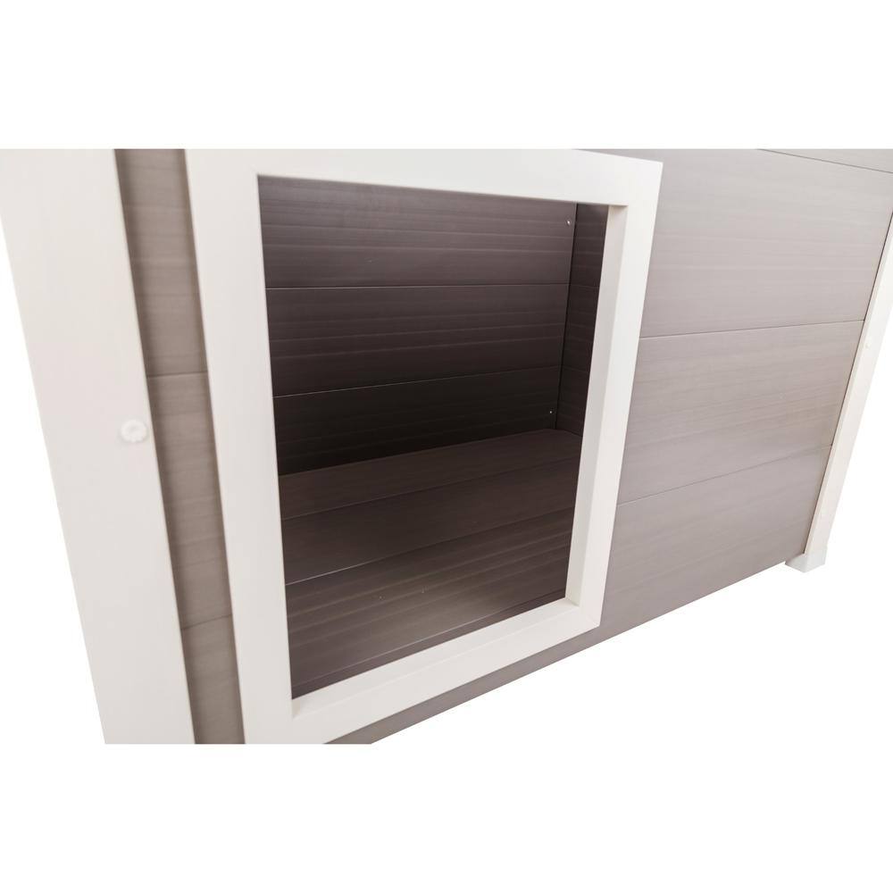 Back. New Age Pet - ECOFLEX Thermocore Dog House - Grey - Grey.